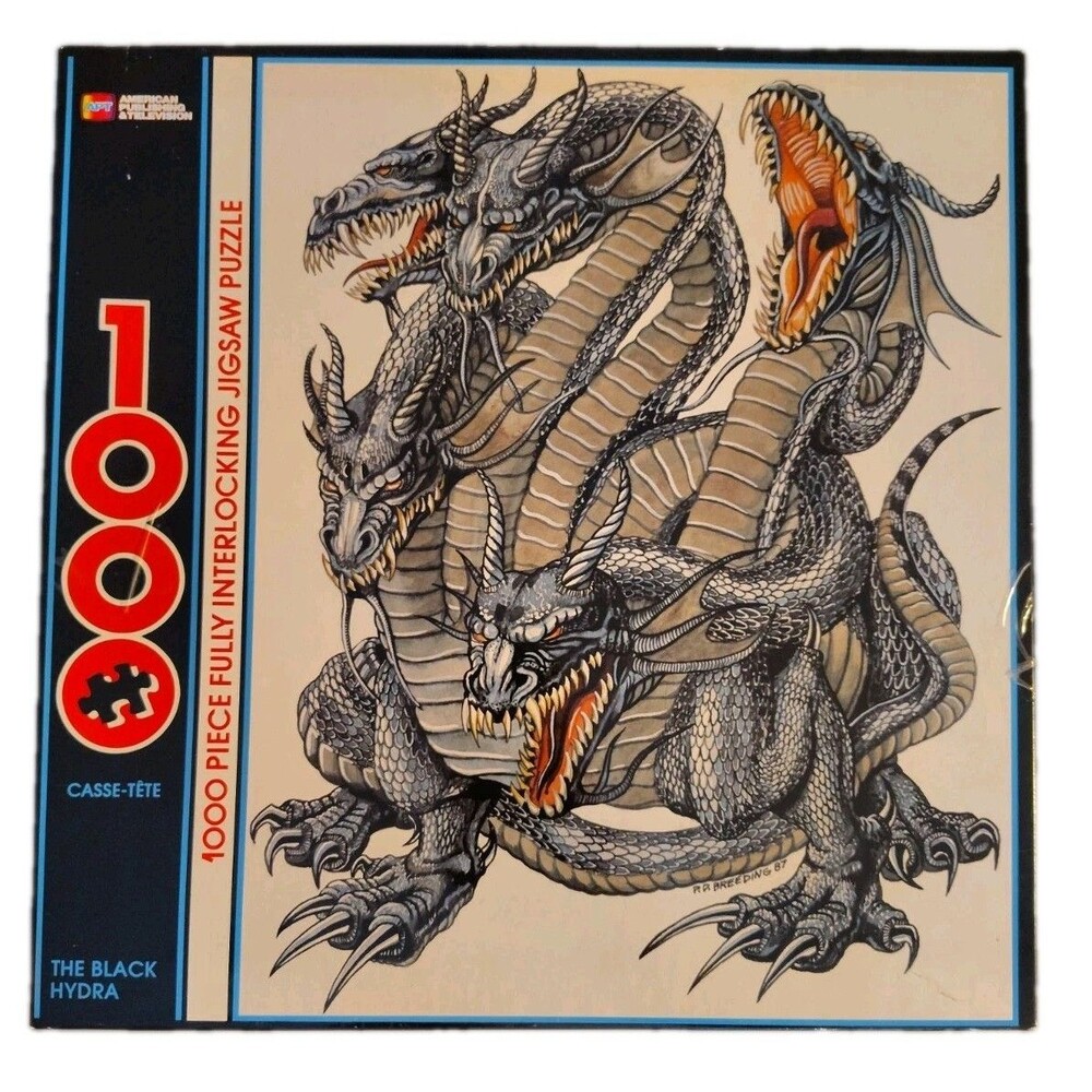 Vintage 1993 The Black Hydra Jigsaw Puzzle 1000 Pc PD Breeding Black Fantasy Art